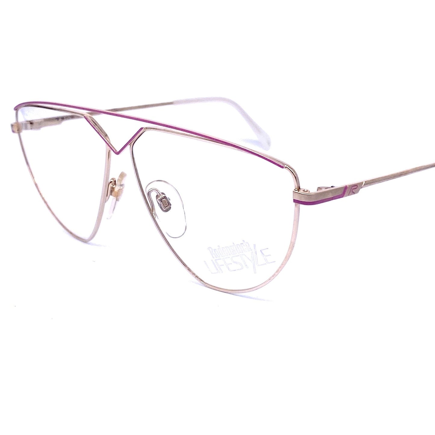 Rodenstock Lifestyle vintage aviator pink gold eyeglasses, 80s NoS germany