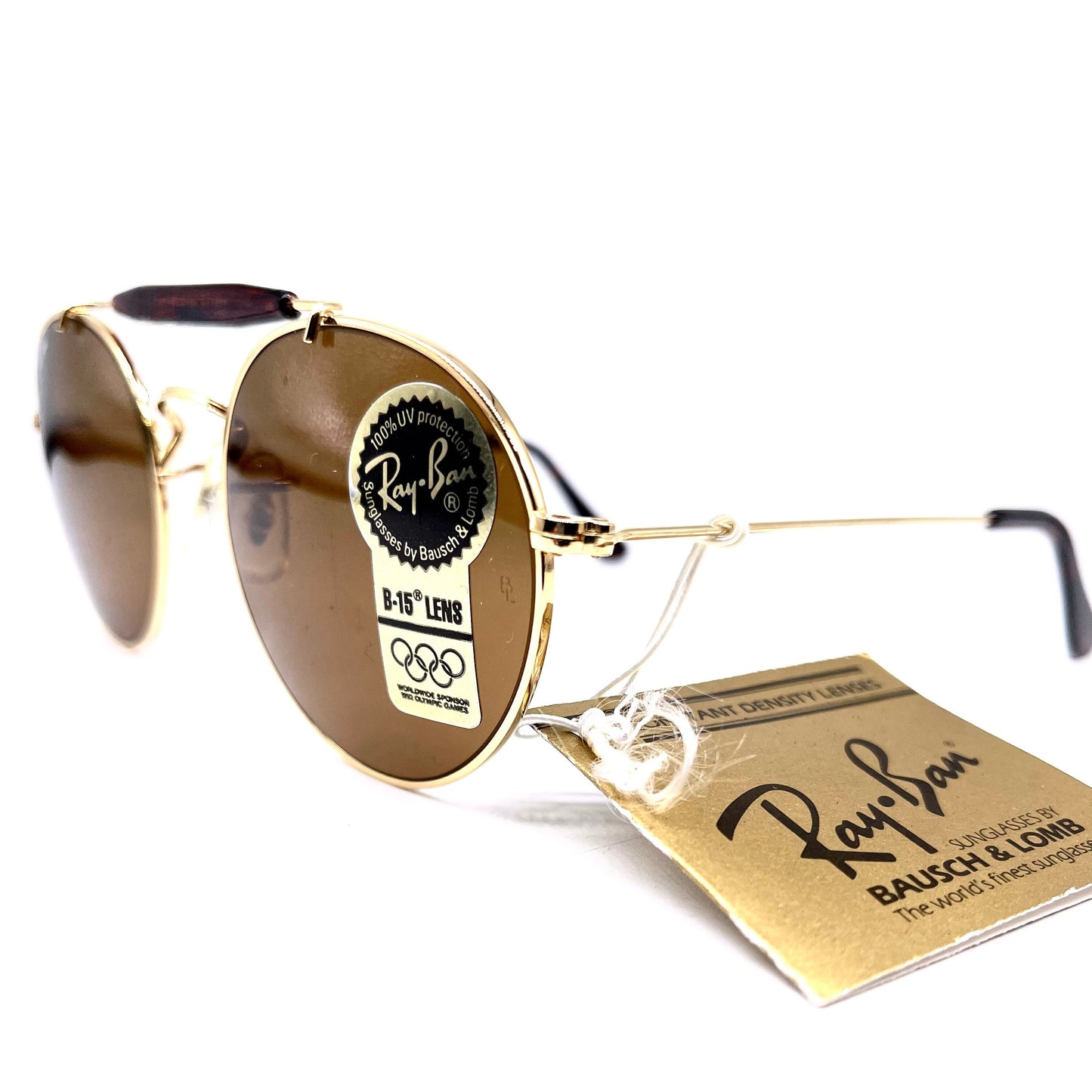 Rayban B e L round aviator outdormans occhiali da sole placcati oro NOS 90s