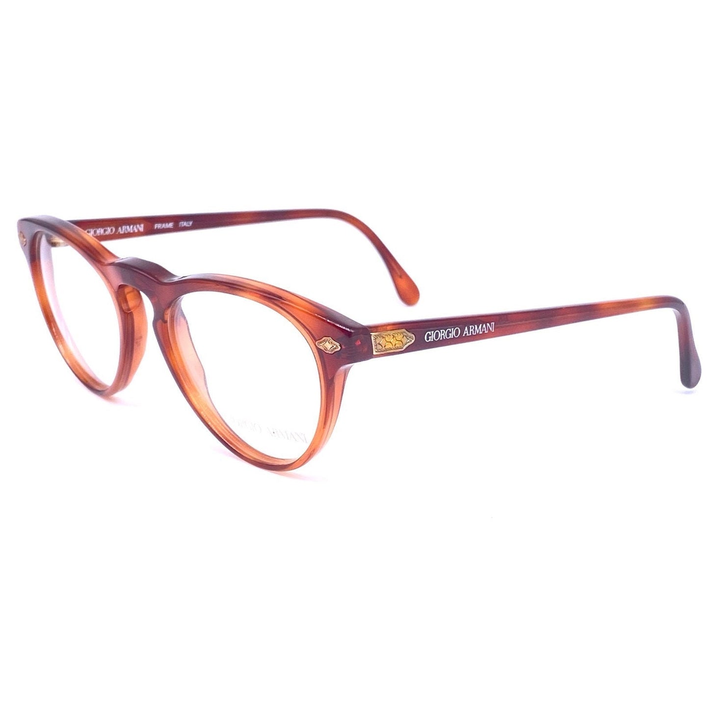 Giorgio Armani retro round keyhole tortoise  eyeglasses frames, 1980s NOS