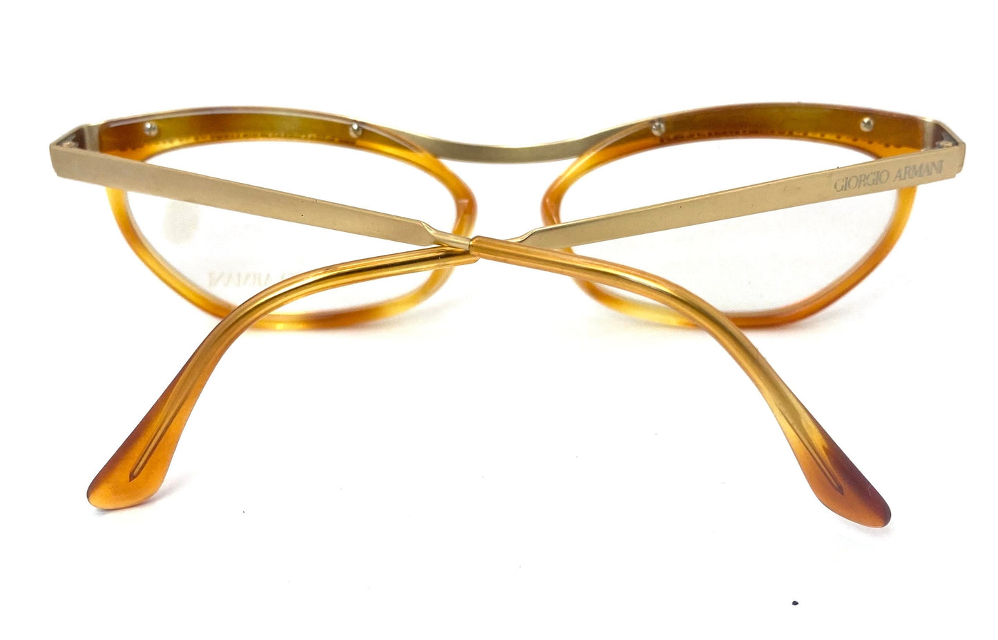 Giorgio Armani 413 demi blonde / Matt gold cateye eyeglasses w/rhinestones browline detail, NOS 80s Italy