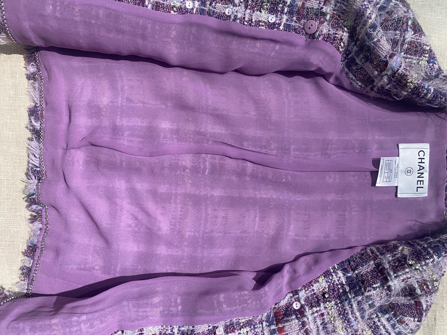 Chanel rare soft lesage purple/lavender tweed blazer jacket sz 42, as new
