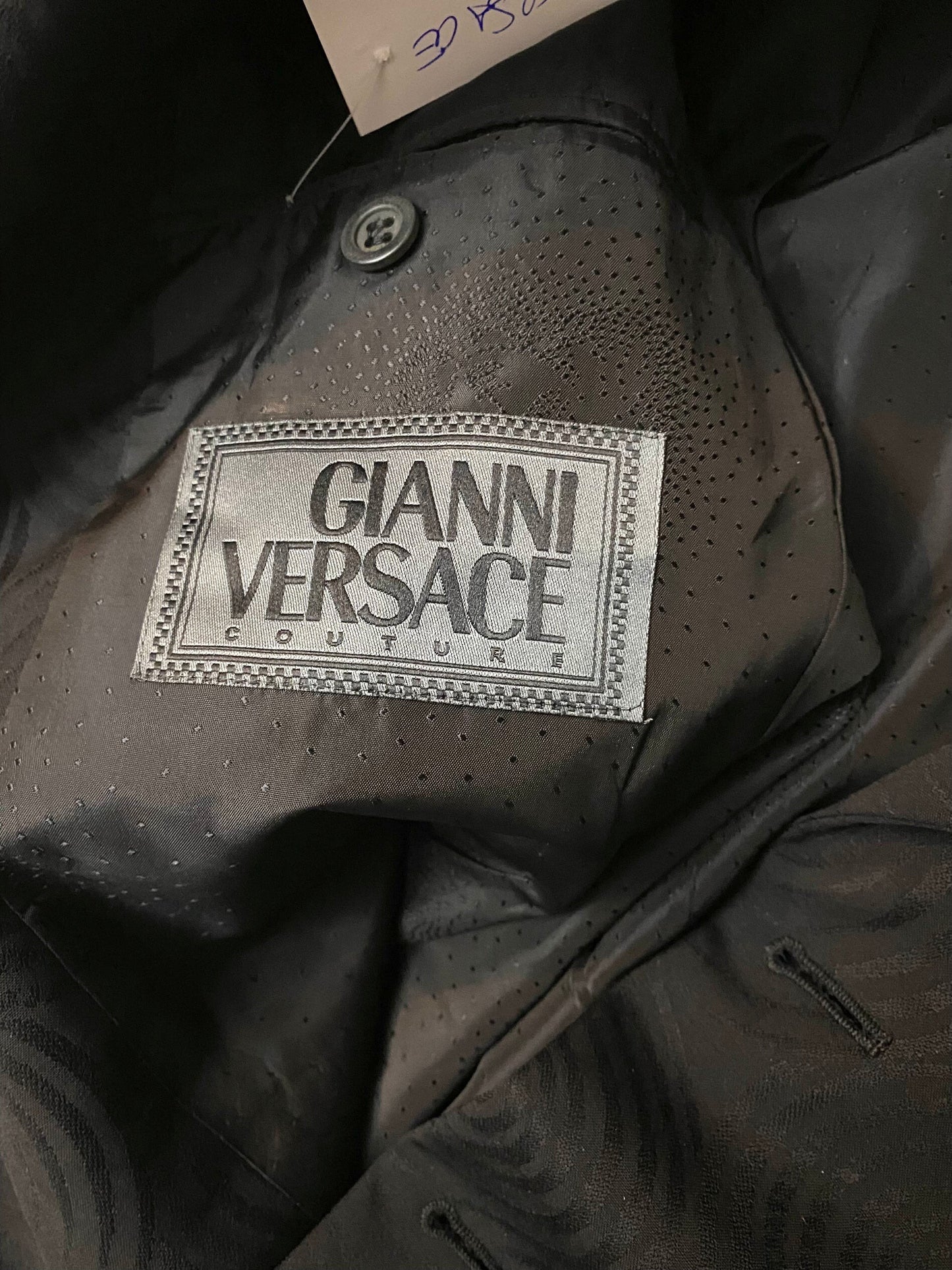 Gianni Versace Couture black wool blazer with circles allover, mint sz 46