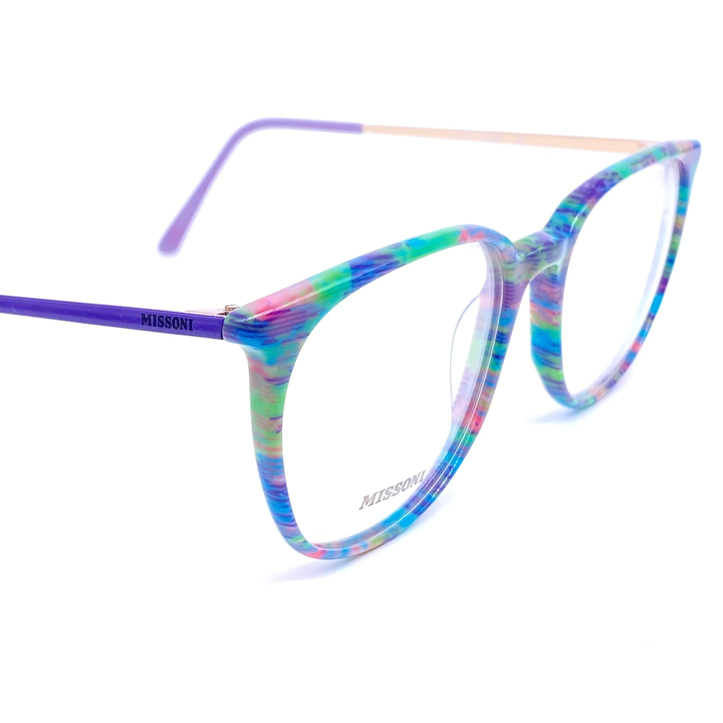 Missoni M881 multicolor pixel art celluloid glasses frames, classic 1980s NOS Italy