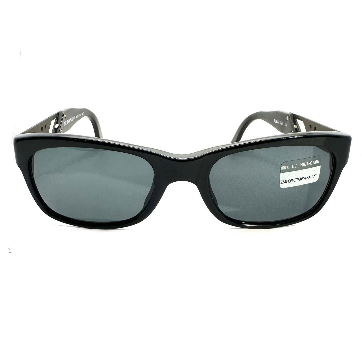 Emporio Armani 539 S black square sunglasses with eagle logo, 1980s NOS