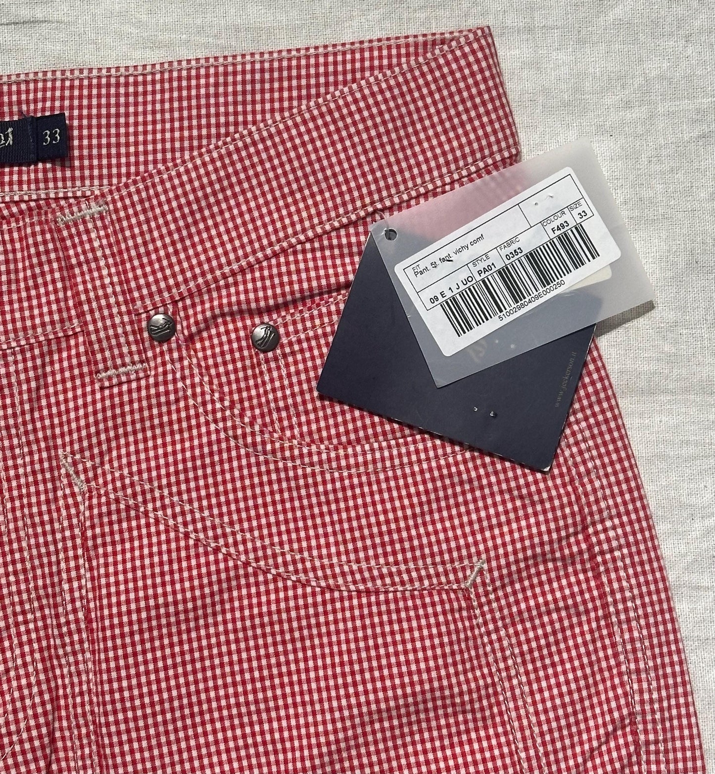 Jackerson checkered chinos white and red light cotton pant BNWT Y2k