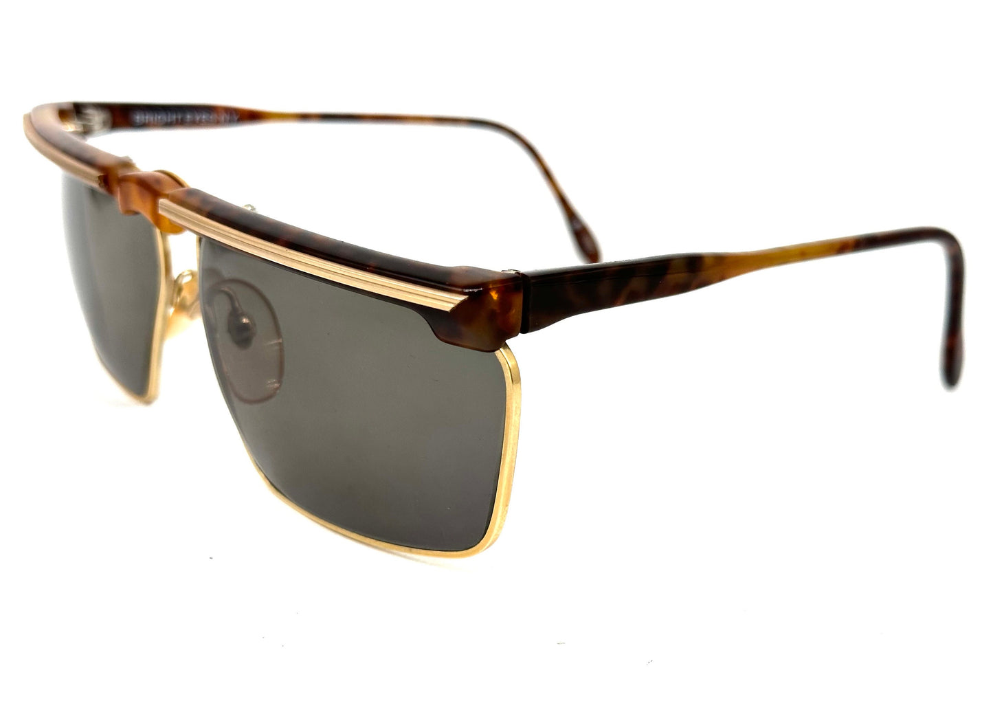 Bright Eyes NY square techie sunglasses w metal rims and acetate structure, NOS 80s; 2 colorways available