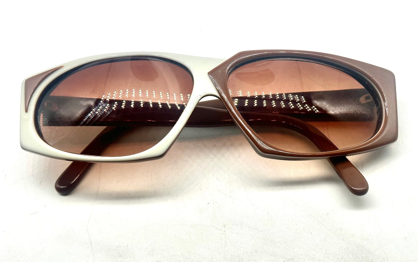 One of a Kind asymmetrical multilayered brown/cream sampling/prototype sunglasses, never worn and unique!
