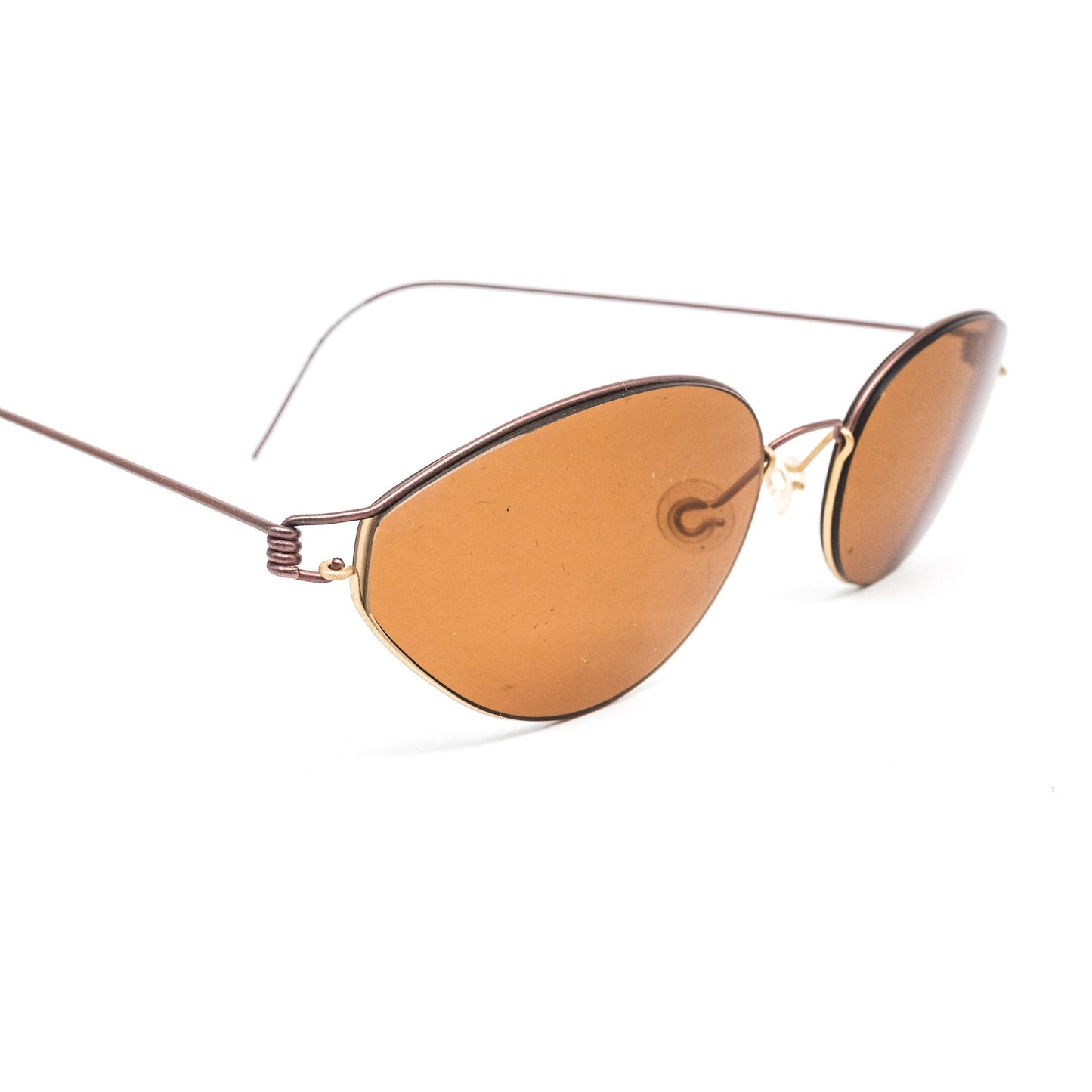 Lindberg minimalist ultra light cateye sunglasses w brown antiglare lenses. 80s Denmark NOS