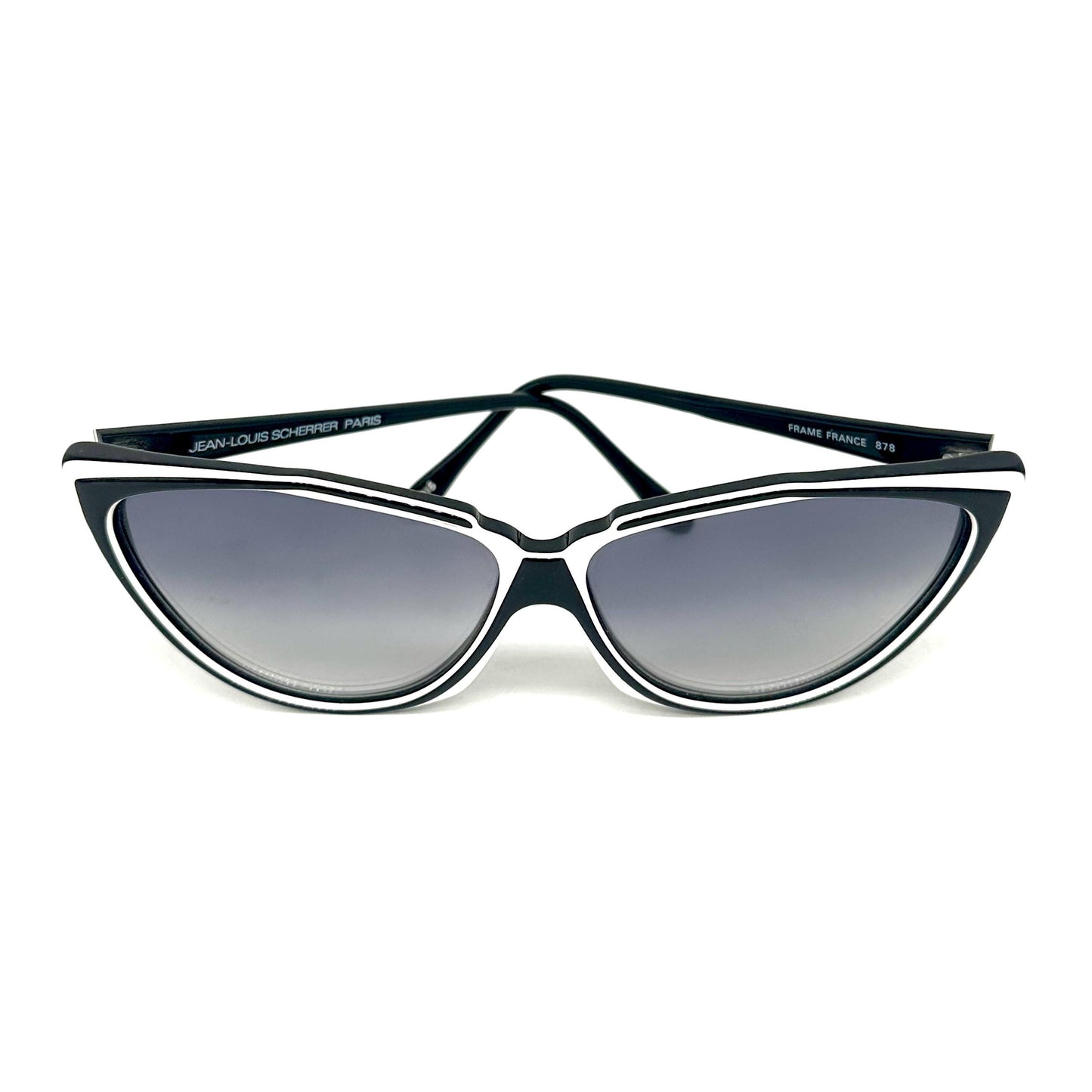 Jean-Louis Scherrer Paris frame 878 black and white futuristic design shape sunglasses. 90s NOS France