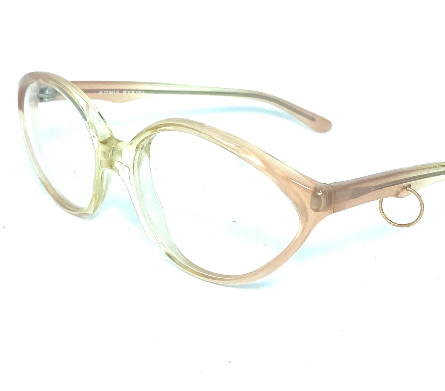 Sonia Rykiel 2119 clear oval ladies frames w pieced temples and pink fading , NoS 80s France