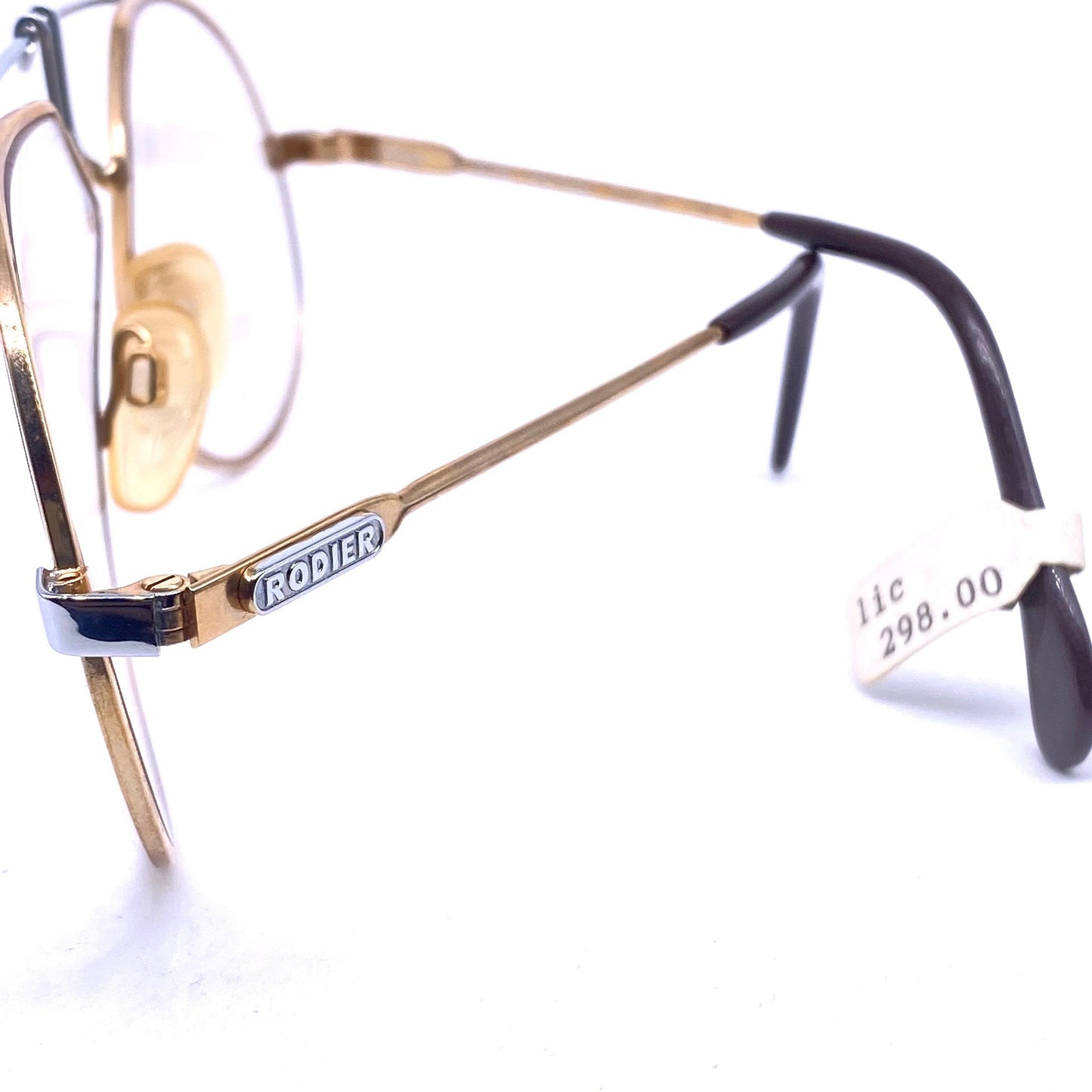 Rodier 125 golden aviator eyeglasses with silver details, NOS 80s, W-Germany
