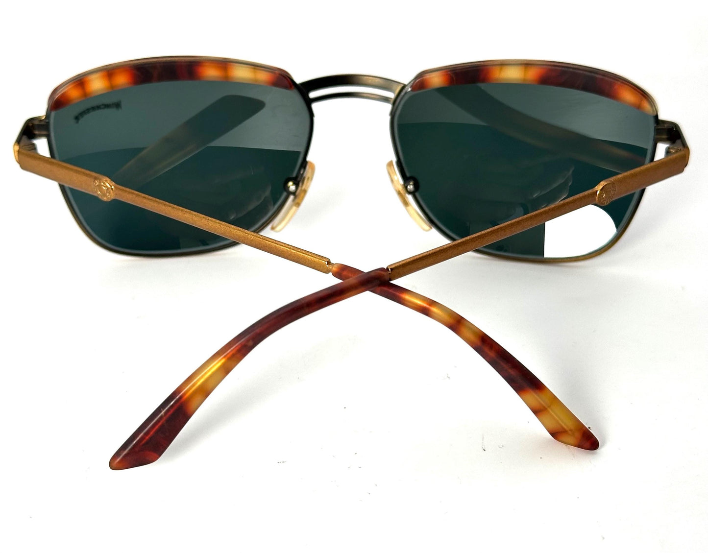 Winchester TwinFalls retro tortoise gold or brass metal sunglasses, 90s NOS hand made in Italy