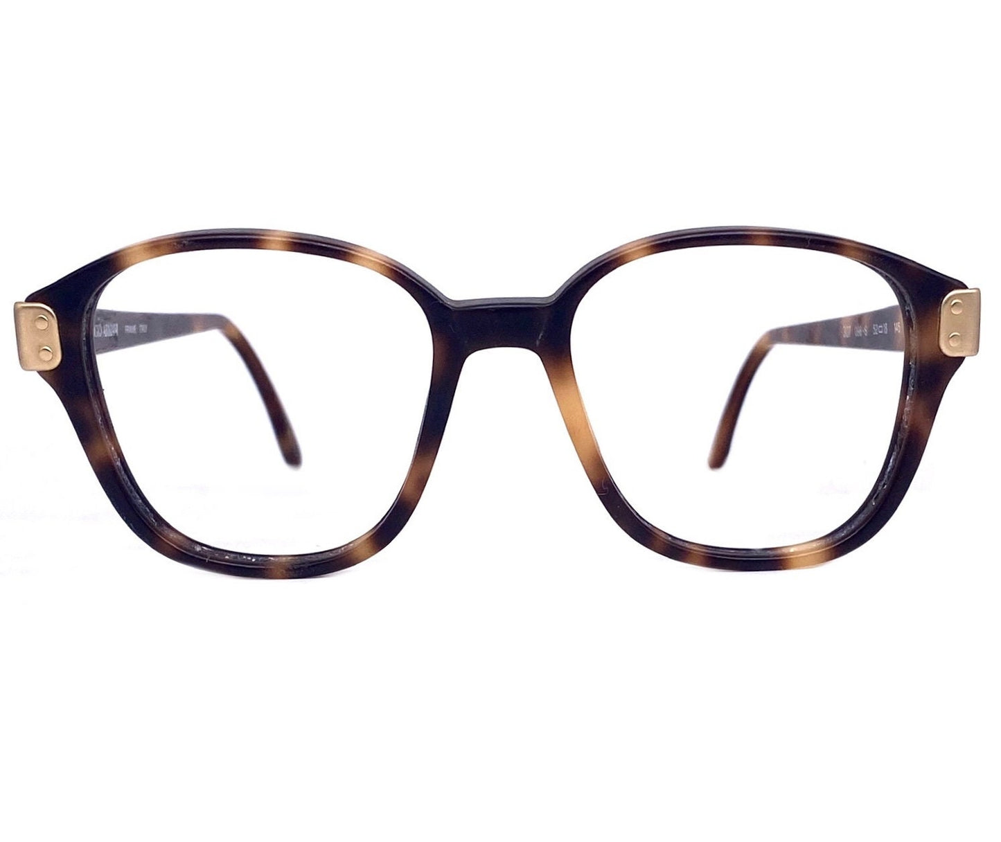 Giorgio Armani 307 tortoise square eyeglasses with matte gold hinges, NOS 80s Italy