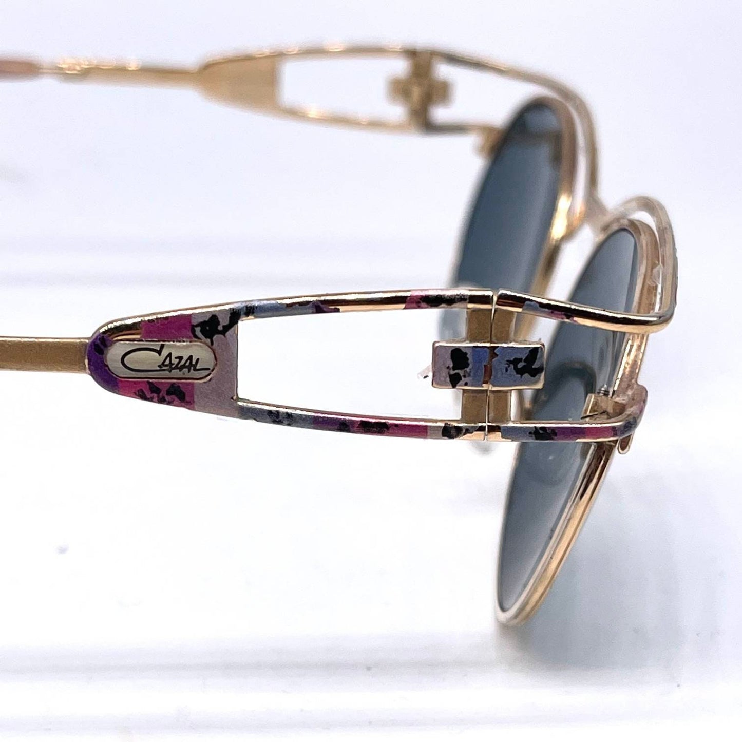 Cazal hip oval gold sunglasses with rainbow enameled details, W Germany 80s good condition