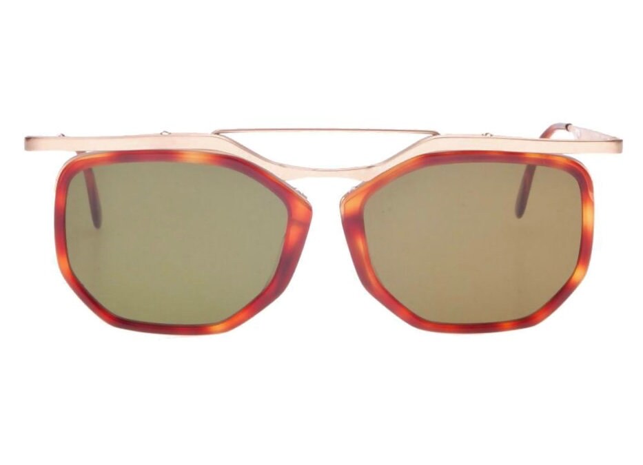 Aprilia unique designer sunglasses, tortoise rims and metal structure, hand made in Italy 80s NOS