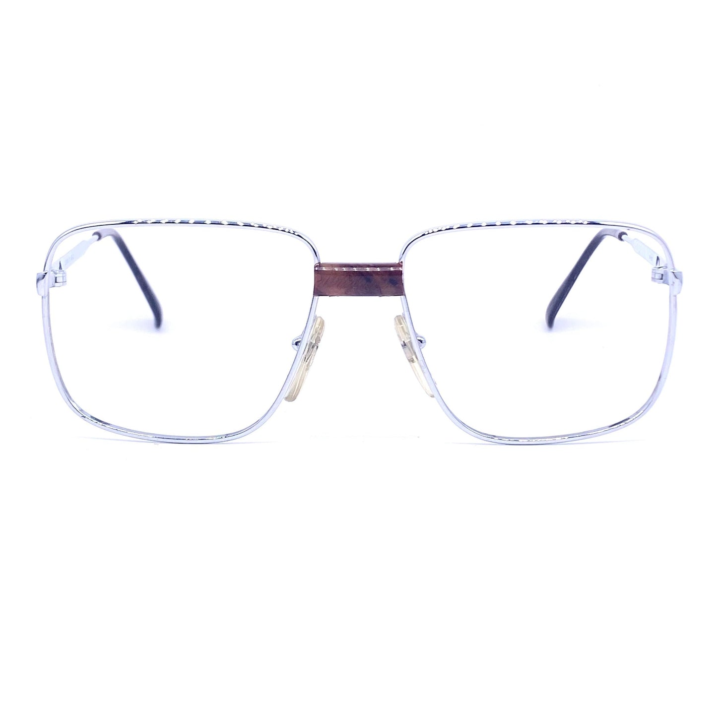 OGZ square geek metal frames w/ briar root  bridge, 1960s NOS Italy