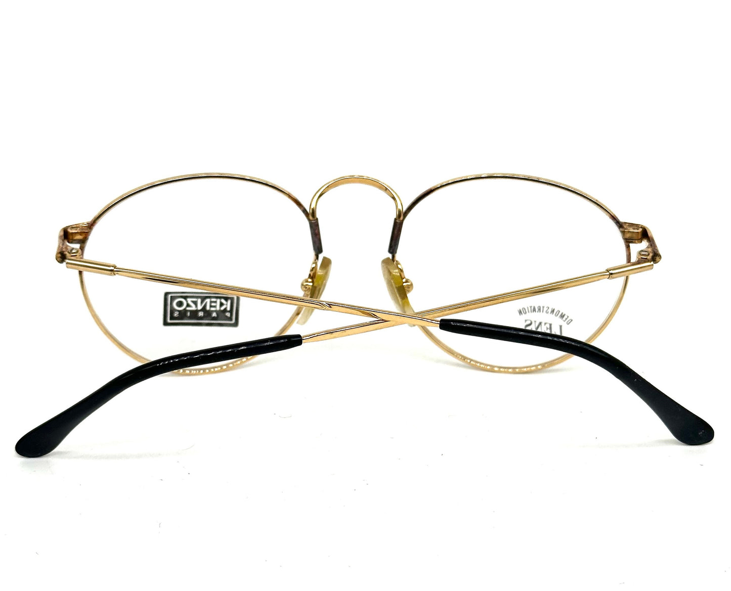 Kenzo musicien classy golden metal round frames p3 styke w black enameled rims, NOS 80s France