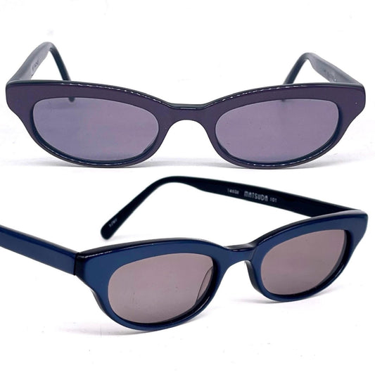 MATSUDA sleek minimalist acetate cateye sunglasses coming in blue and purple colors, NOS 90s Japan