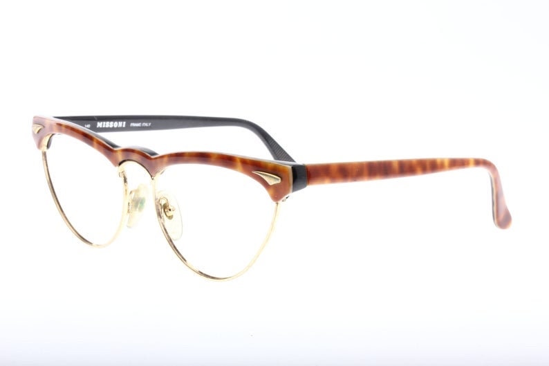 Missoni m179 golden cateye glasses w demi blonde cello brows & temples, NOS 80s Italy