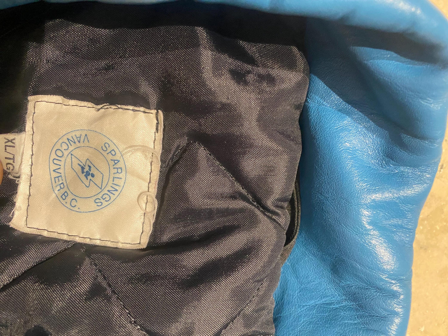 Blue tones Wool-Leather varsity jacket Joe - Dock Workers Vancouver, 1990s mint condition