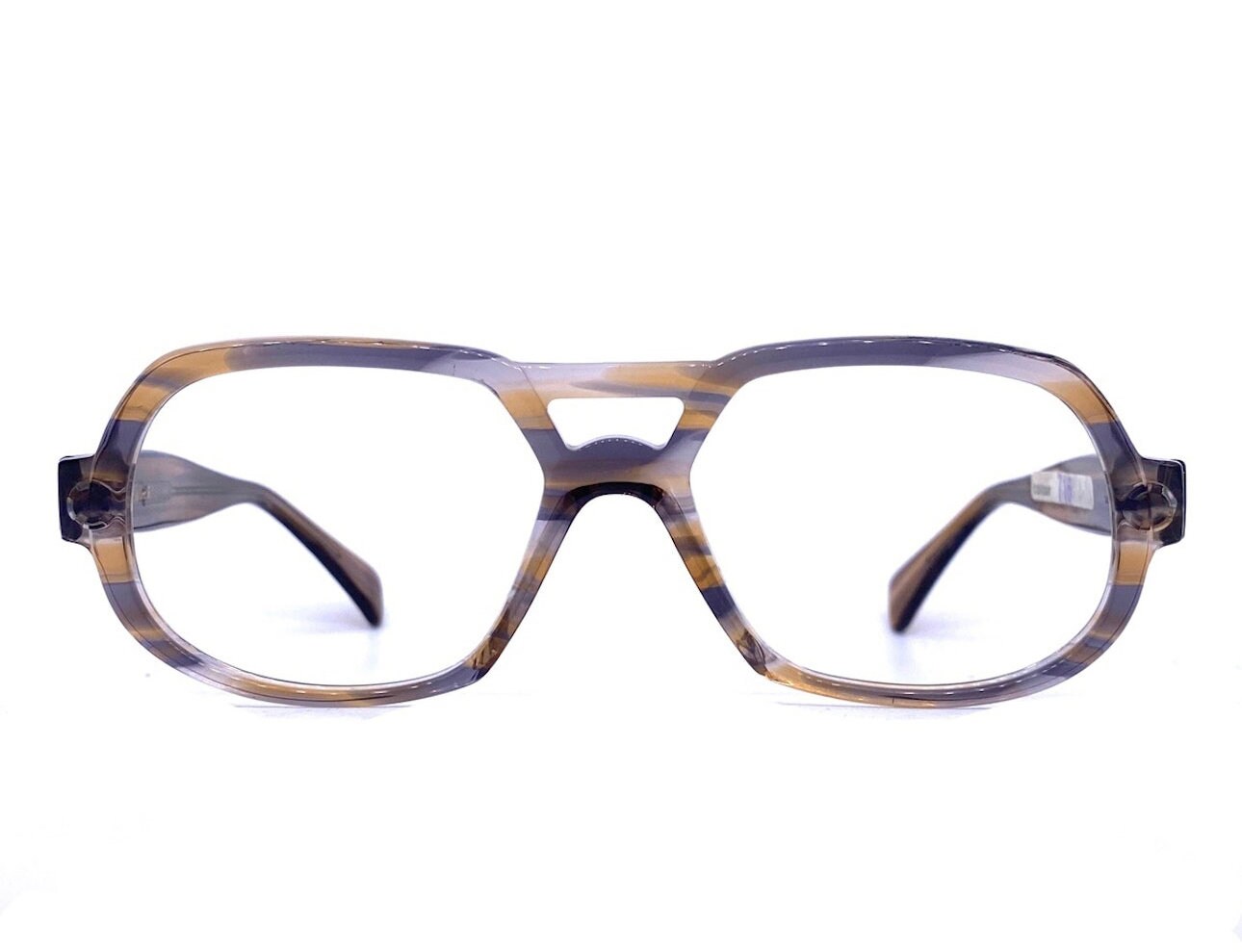 Serge Kirchhofer mod27 Smokey grey double bridge aviator glasses, NOS 70s Austria