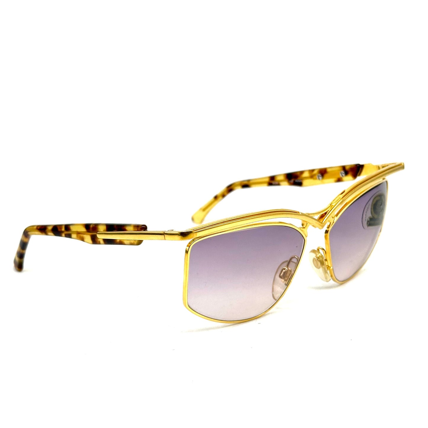 Dérapage luxury butterfly sunglasses in gold metal /tortoise cello, avant garde design made in Italy 90s NoS