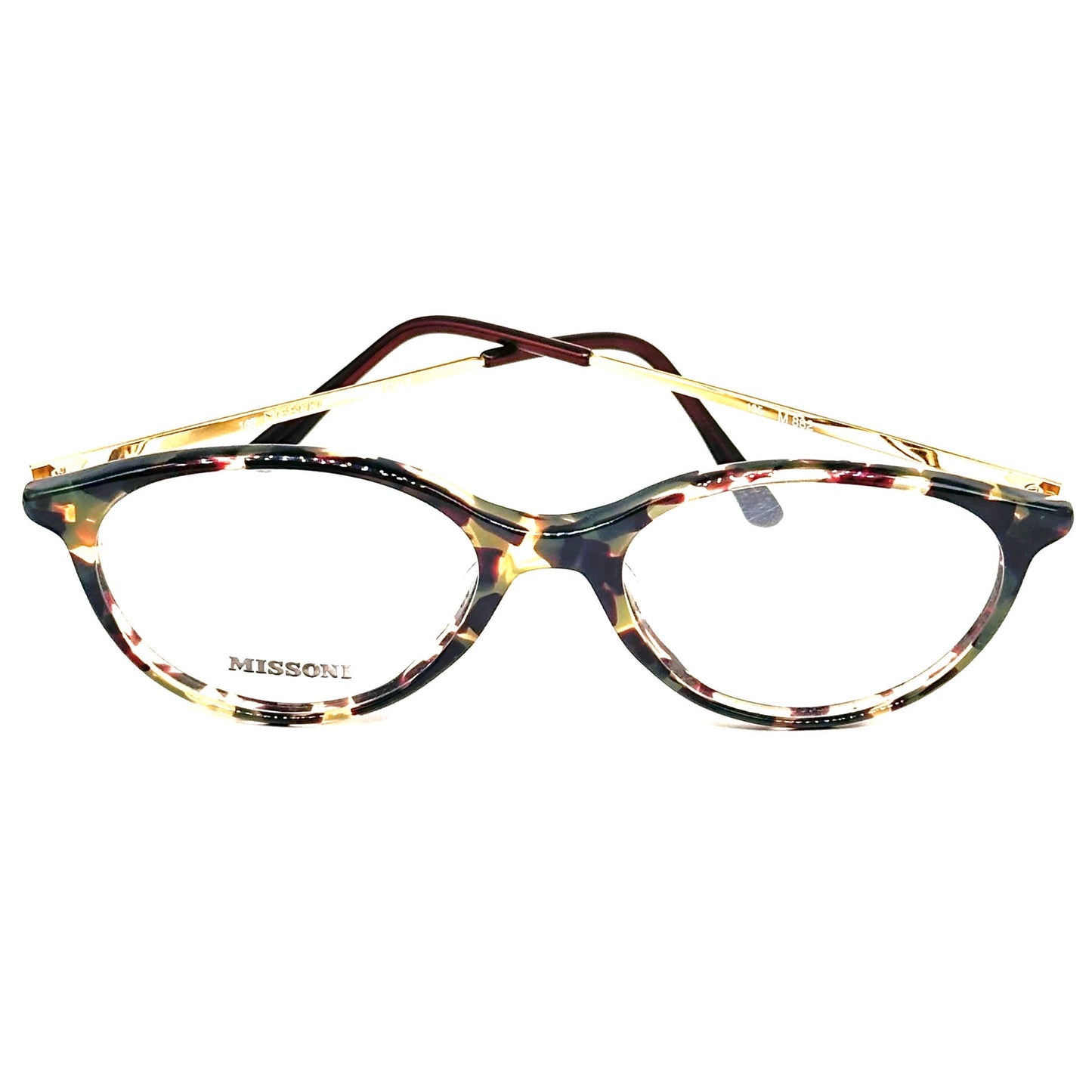 Missoni M882 dark tortoise glasses, classic pantos style w golden temples Nos 80s Italy