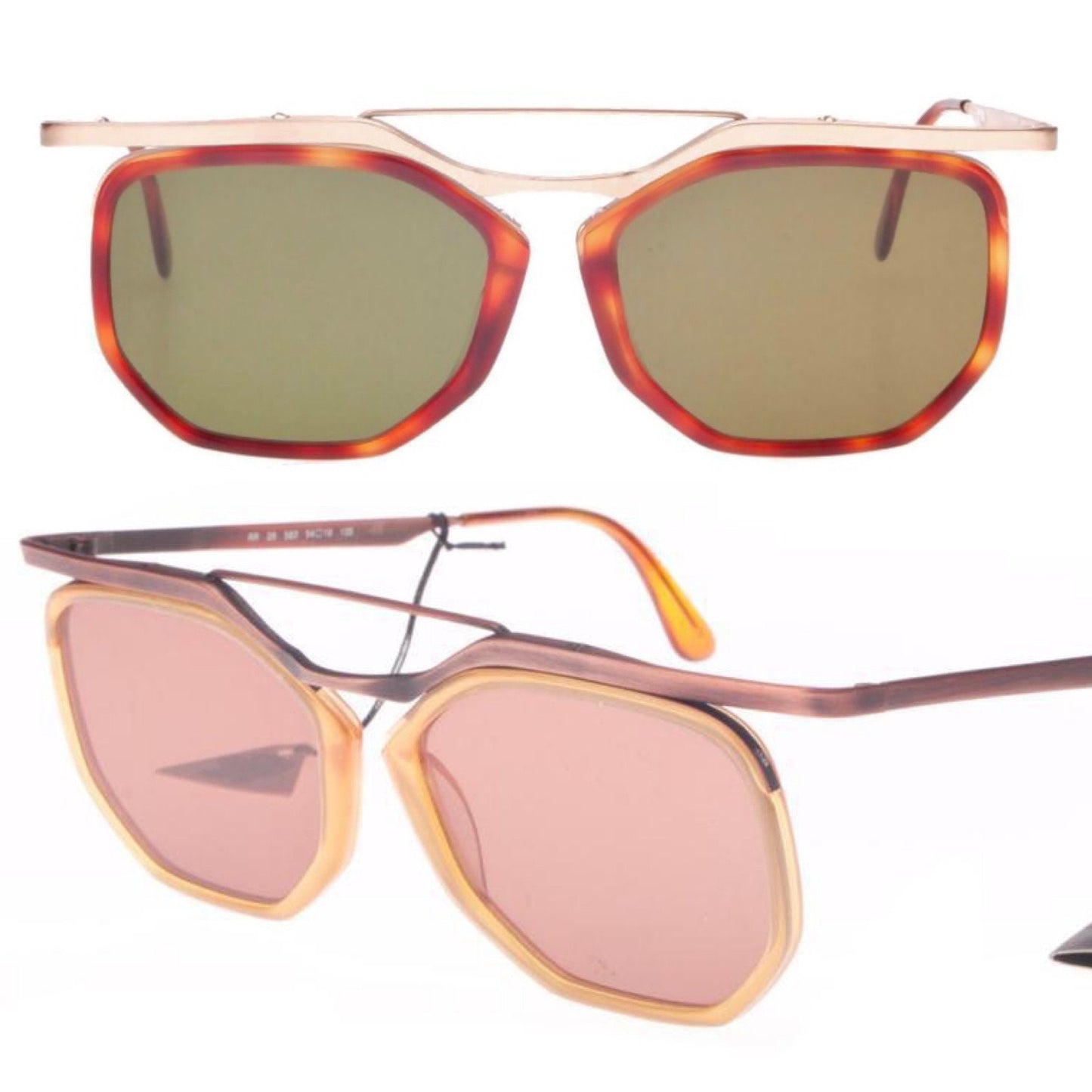 Aprilia unique designer sunglasses, tortoise rims and metal structure, hand made in Italy 80s NOS