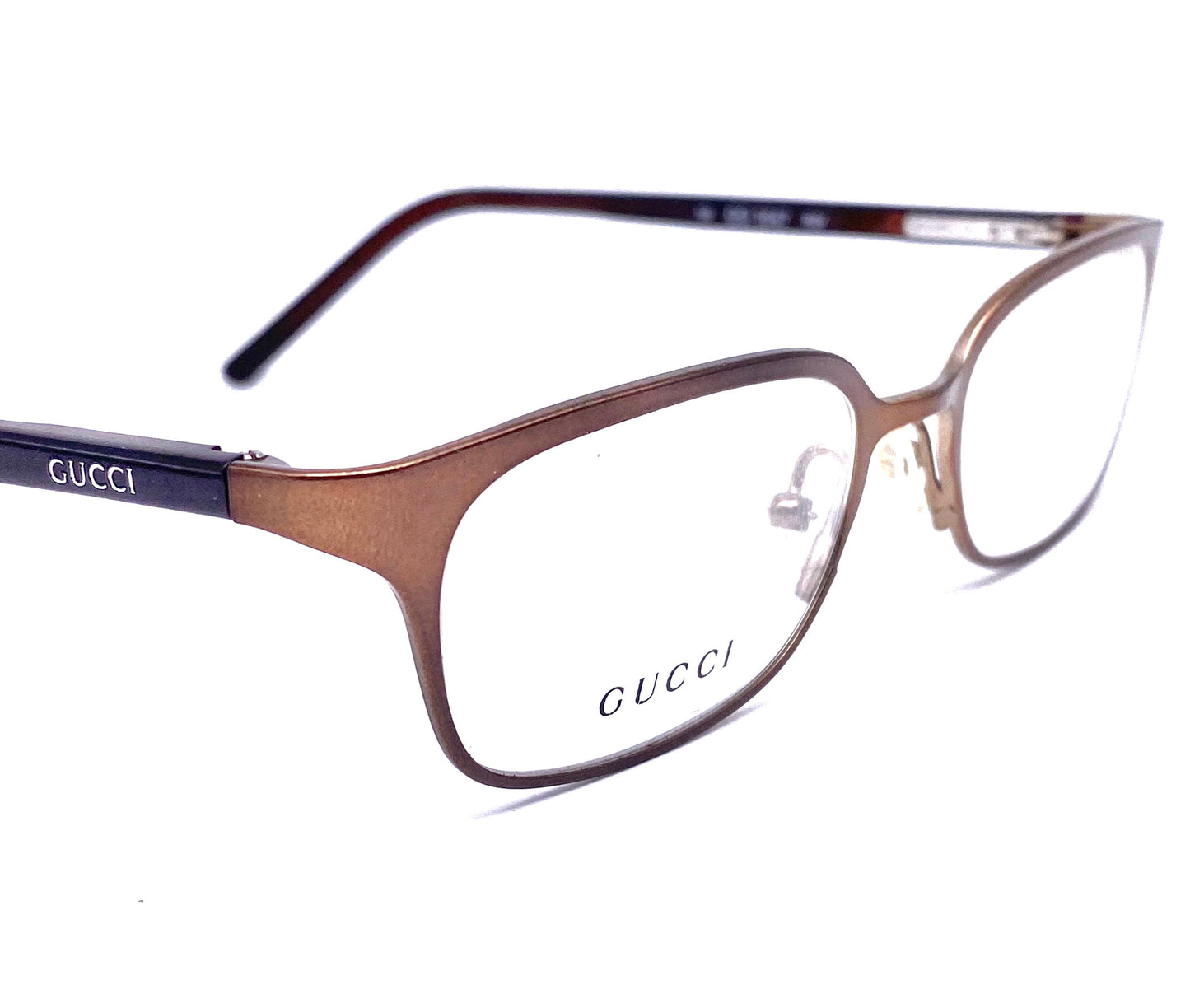 Gucci GG1647 satin copper rectangular minimalist frames made in Italy, 90s NoS