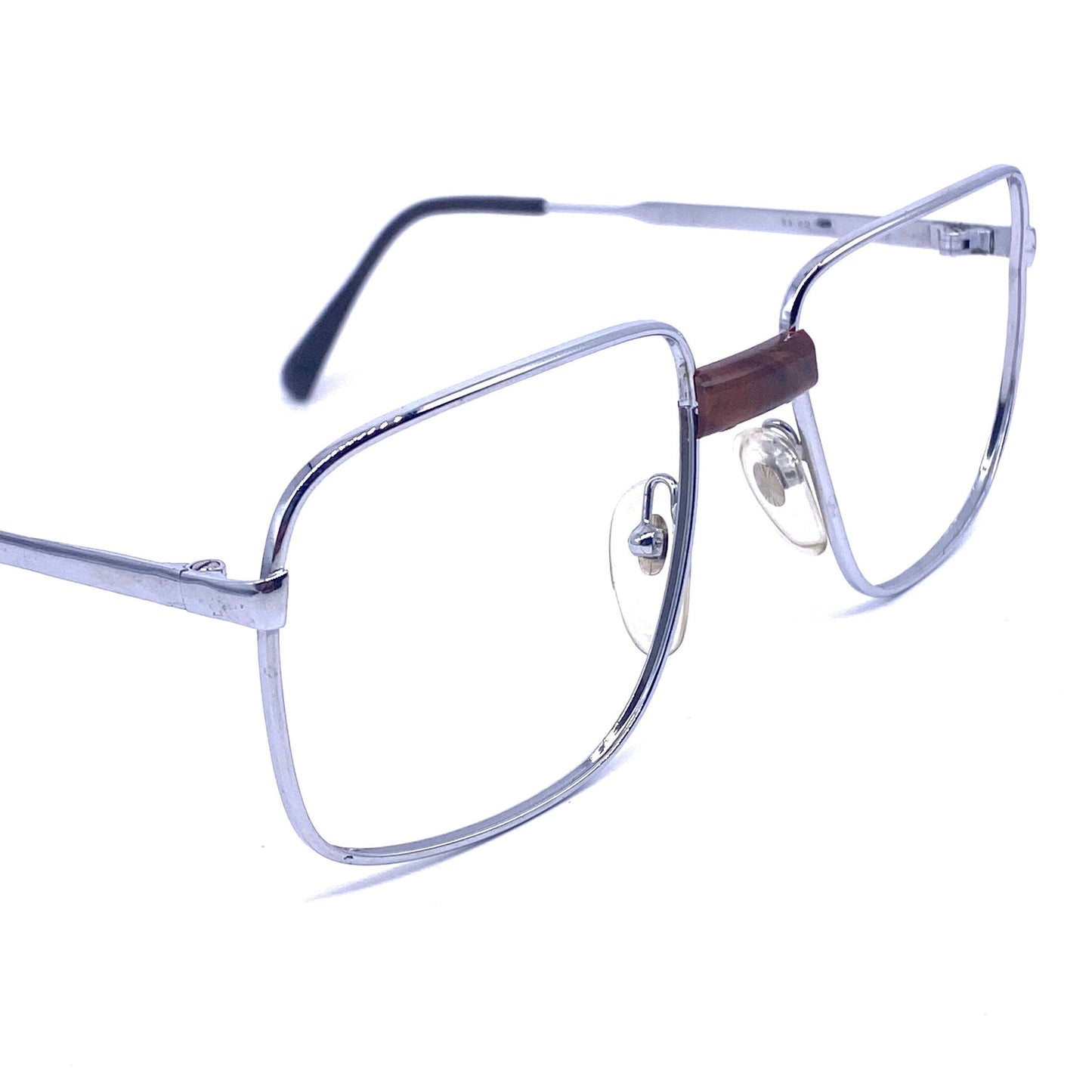 OGZ square geek metal frames w/ briar root  bridge, 1960s NOS Italy