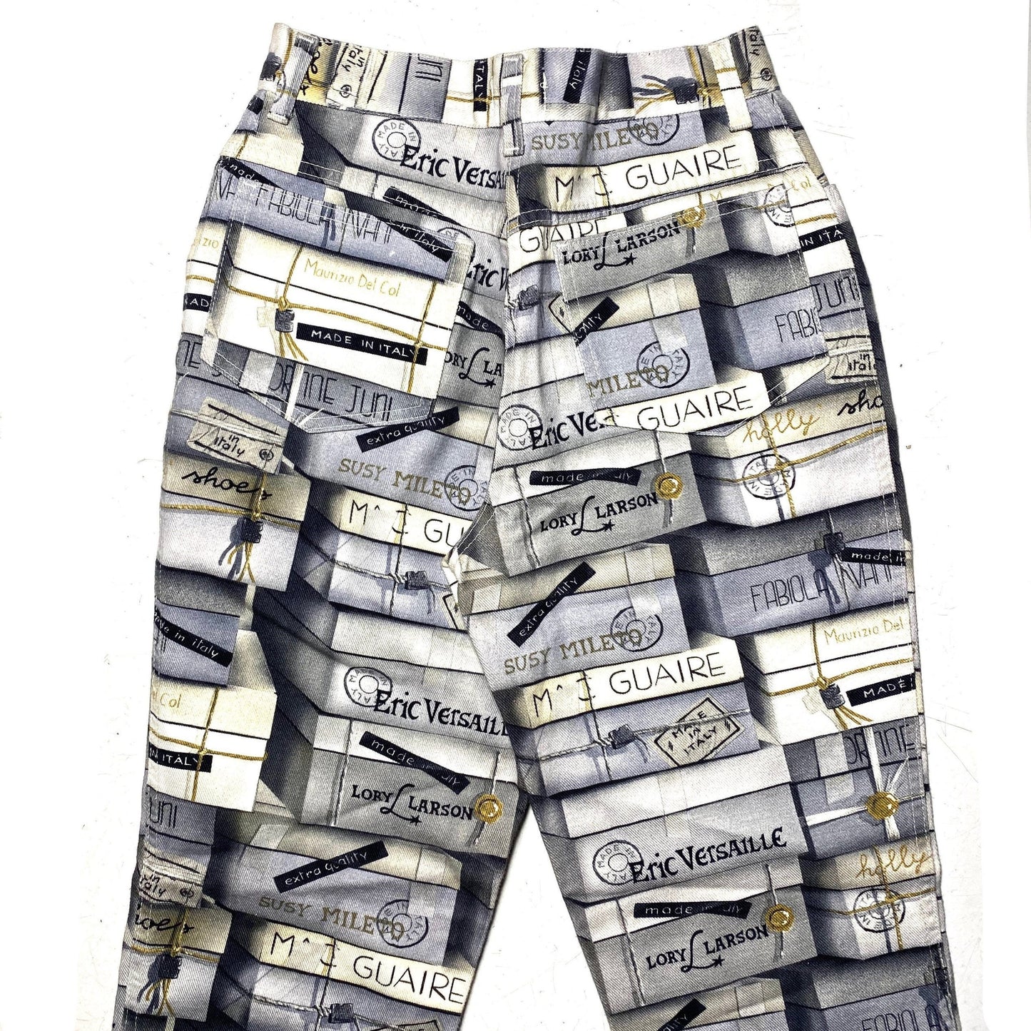 Cool & unusual brand boxes print allover jeans by Touchè sz 42, new and unworn