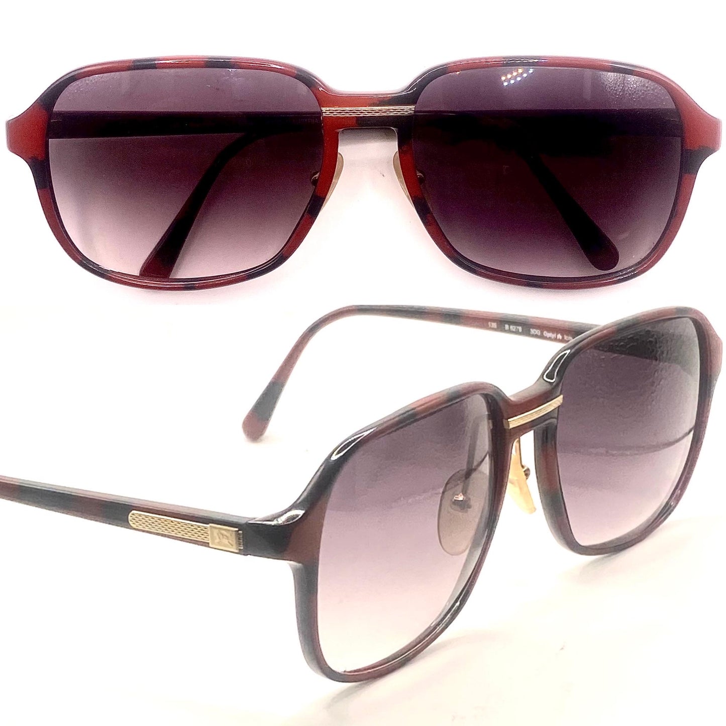 Burberrys B8278 big square red tortoise /gold sunglasses, made in Austria by Safilo, 80S NOS