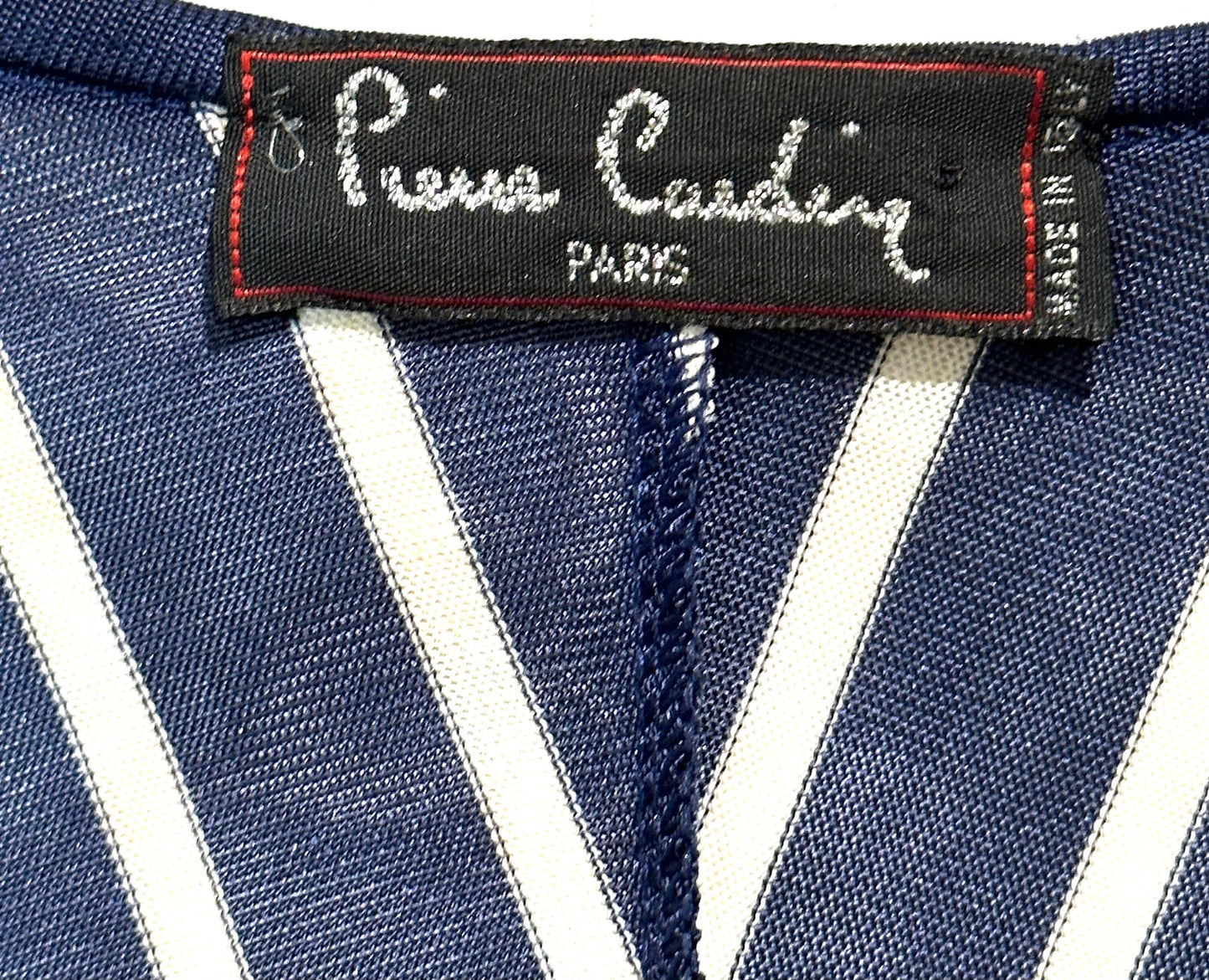 Pierre Cardin preppy maritime striped navy dress made in Italy, sz 42/44 ,  70s mint condition