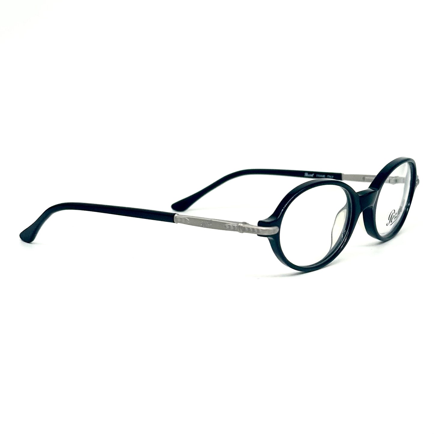 Persol Mambo cool black acetate oval eyeglasses frames hand made in Italy, 90s NoS