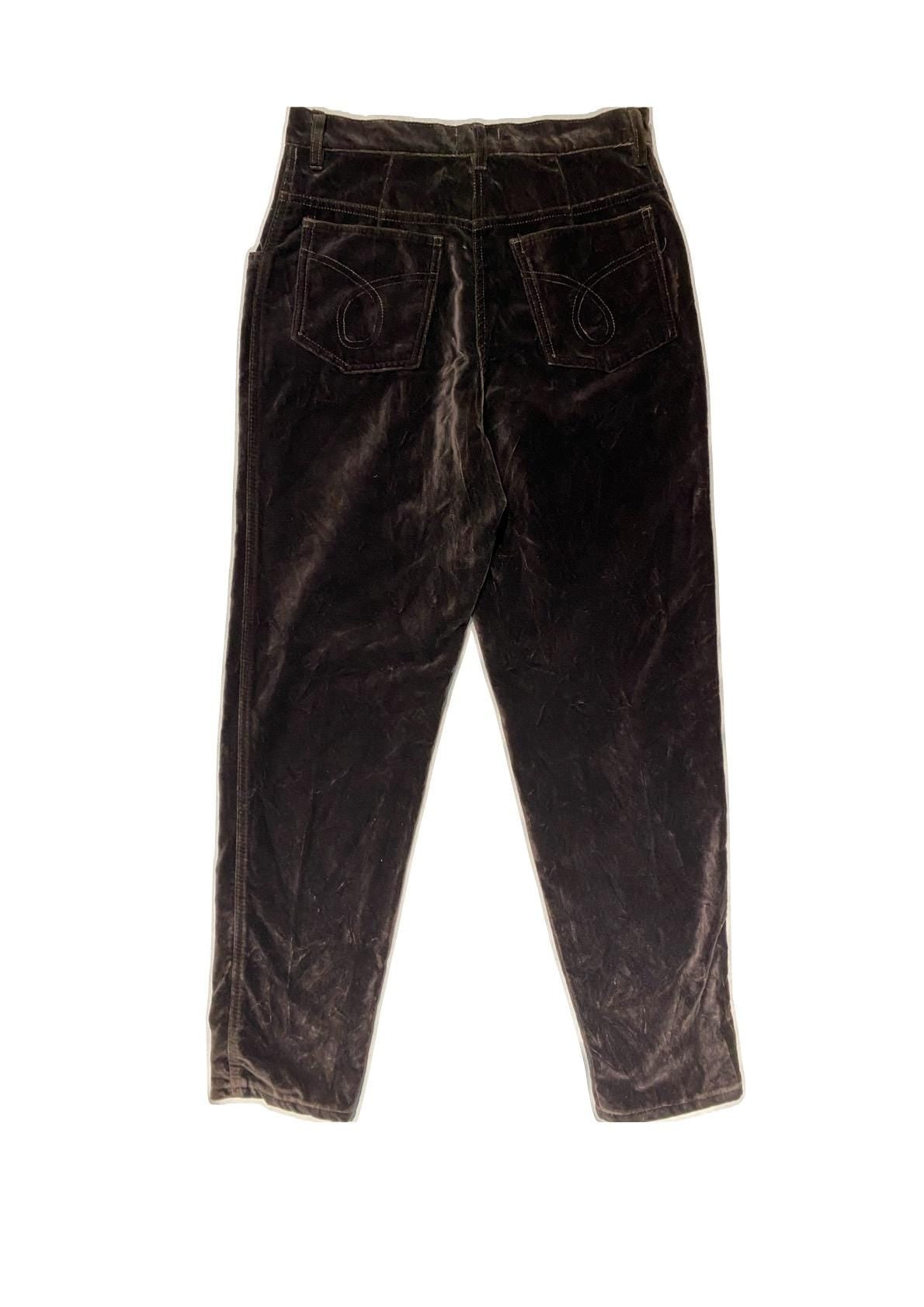 Blumarine Folies brown velour trouses w randomised colorful crystals, nos sz 46