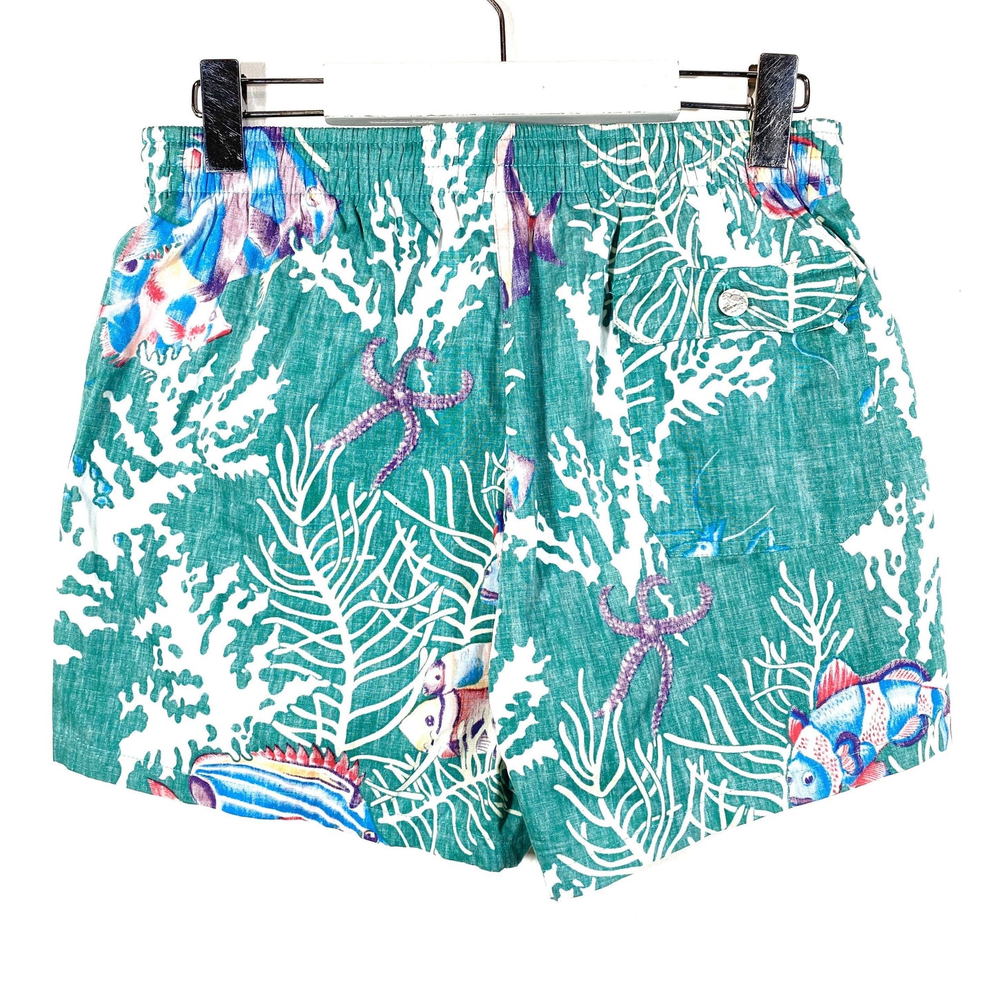 Reyn Spooner NOs 80s Hawaiian sea green swim shorts made in 100% cotton, coming in 2 sizes