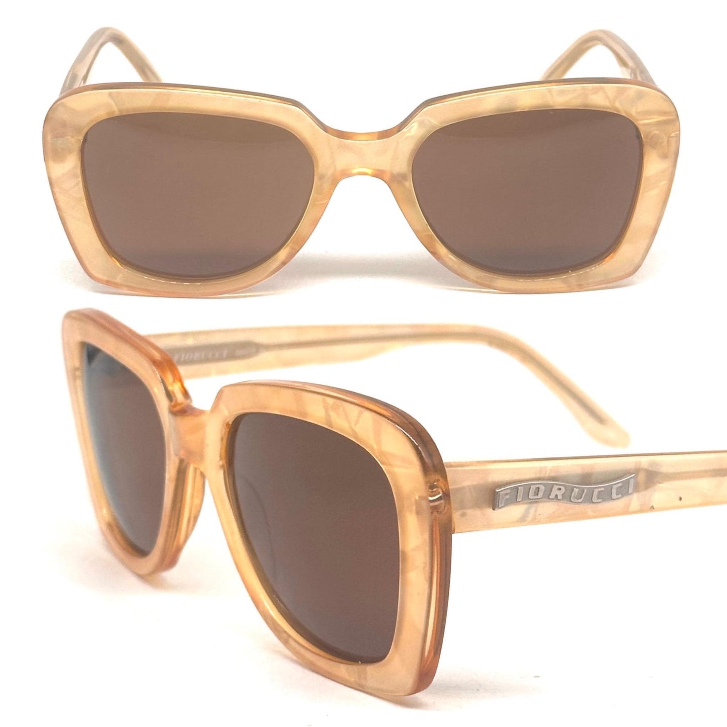 Fiorucci 407 mother of pearl clear yellow pink cyaan sunglasses Made in Italy 90s