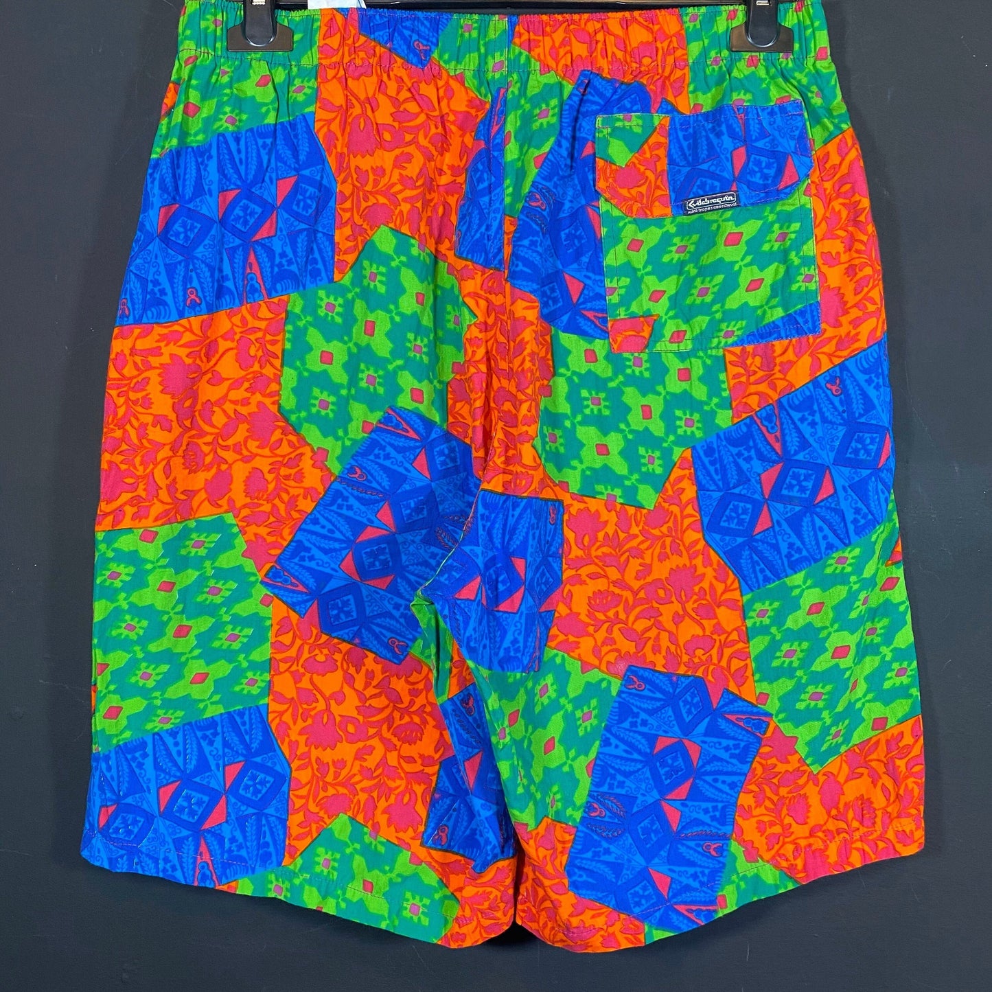 Vilebrequin St Tropez vintage swim shorts in a colorful red/blue/green pattern, NOS with tags