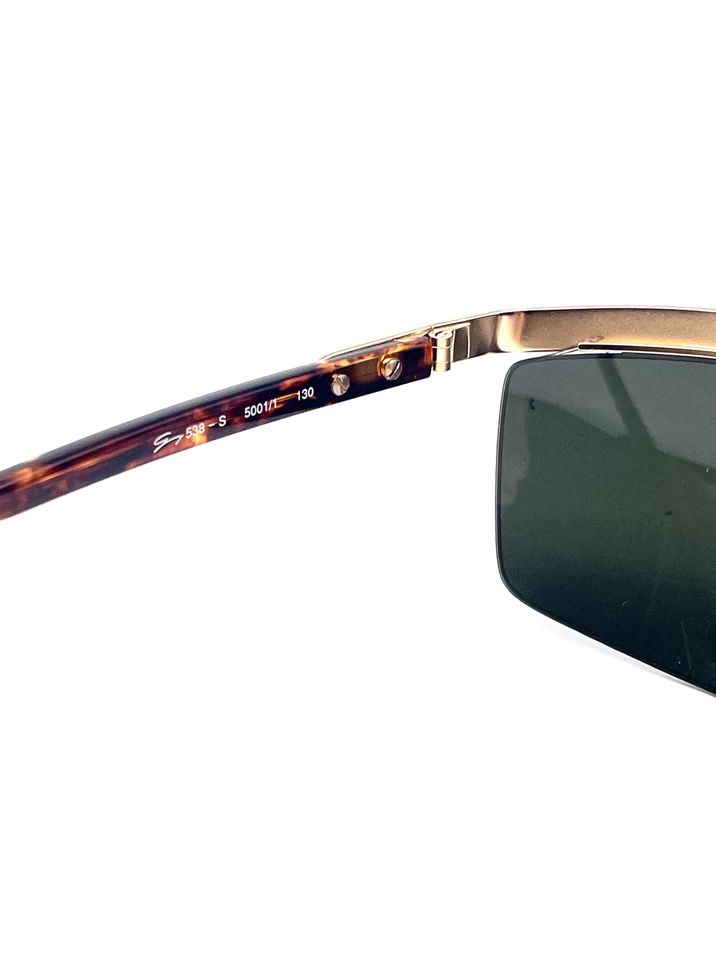 Genny modern rectangular flat top gold half rimmed sunglasses, 90s Italy NOS mint