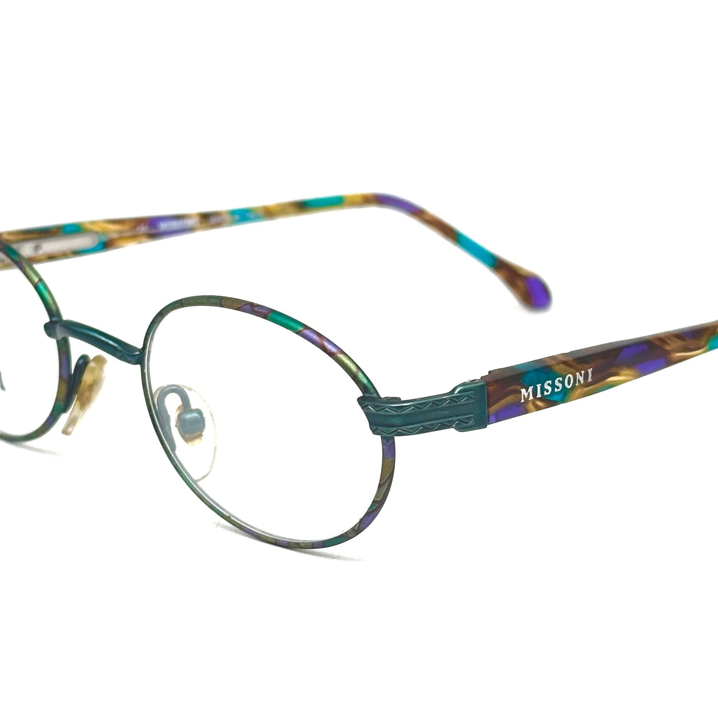 Missoni M385 iconic colorful oval eyeglasses frames in enameled metal & acetate, NOs 80s Italy