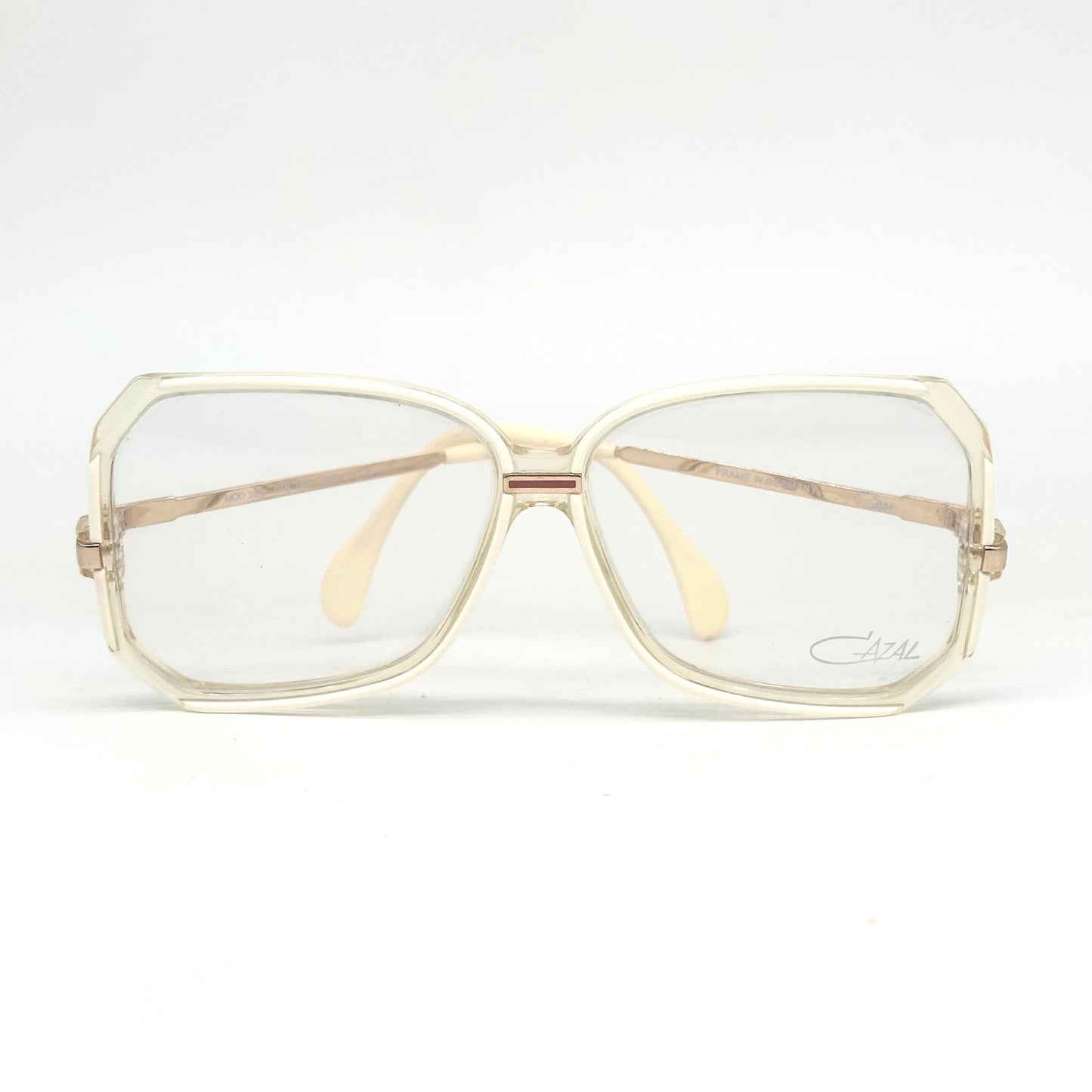 Cazal 167 square oversized eyeglasses frames in clear/white acetate, NoS 80s W Germany