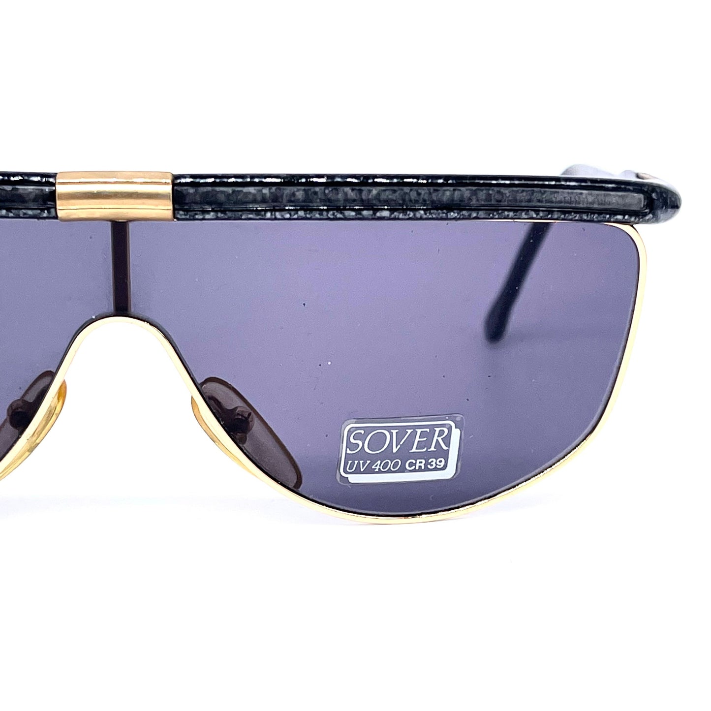 Sunglasses mask style Sover Alutanium made in Italy black-gold NOS 80s