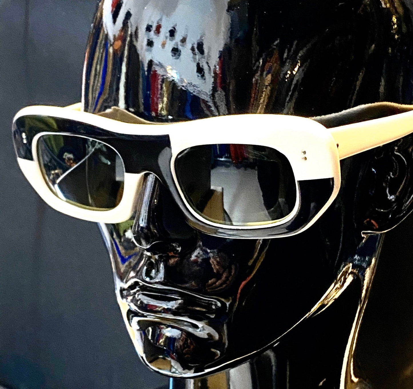 Collectible 1960s oversized asymmetric sunglasses w black/white pattern, NOS… as seen on Mr Bean @ Cannes