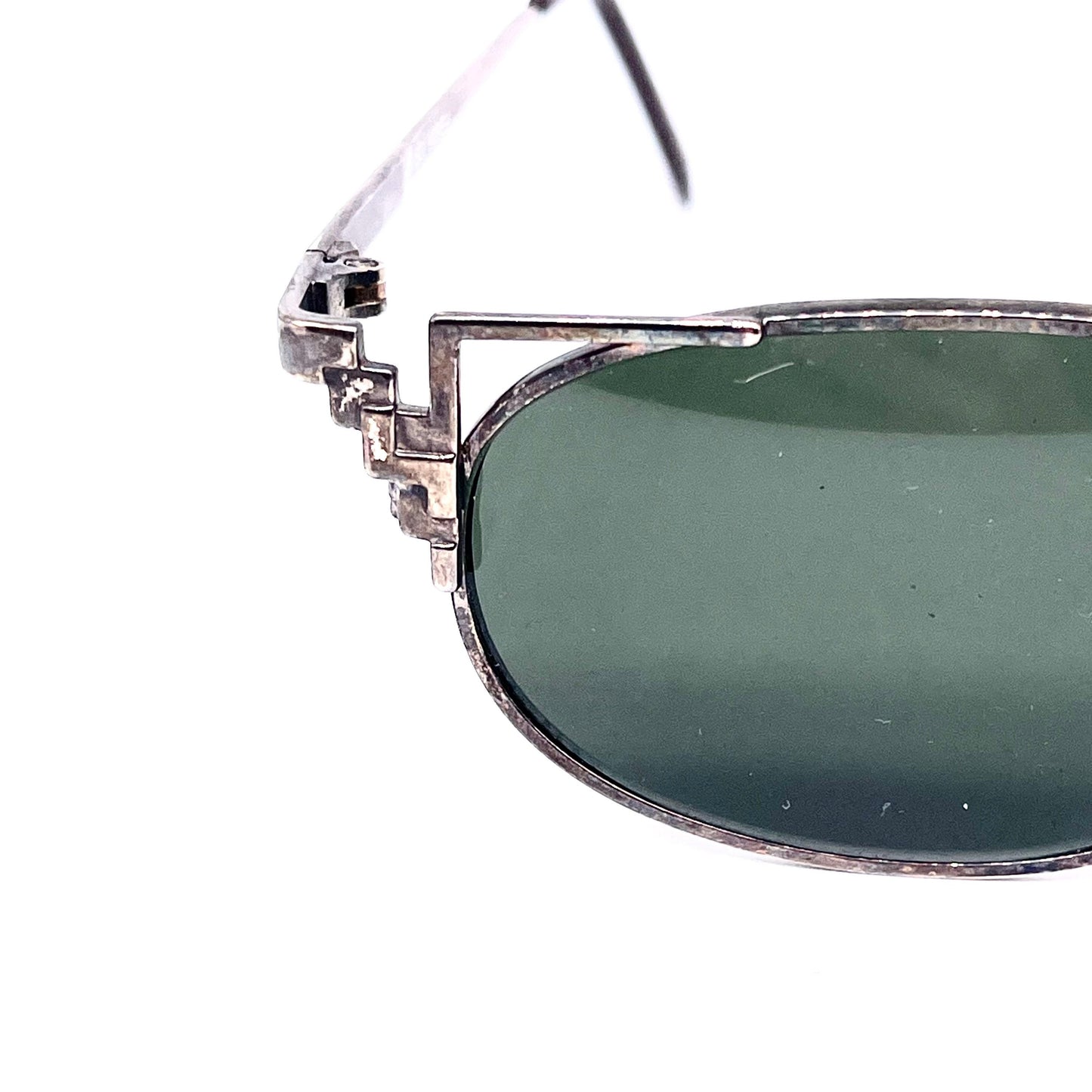 Incognito avant-garde silver metal sunglasses, geometrical Cazal inspired style, 80s NOS