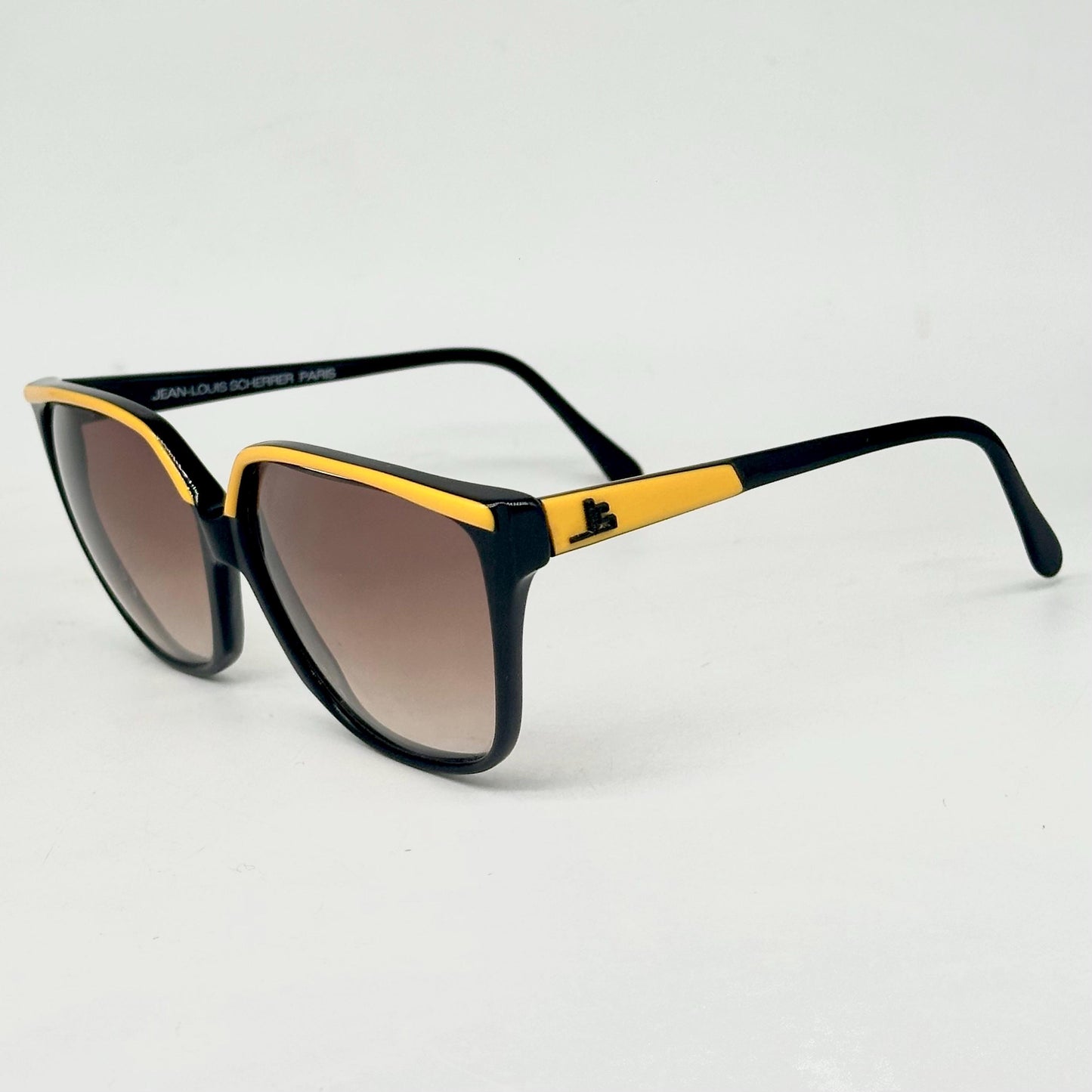 Jean-Louis Scherrer Paris frame 875 yellow and black design oversize sunglasses. 90s NOS France