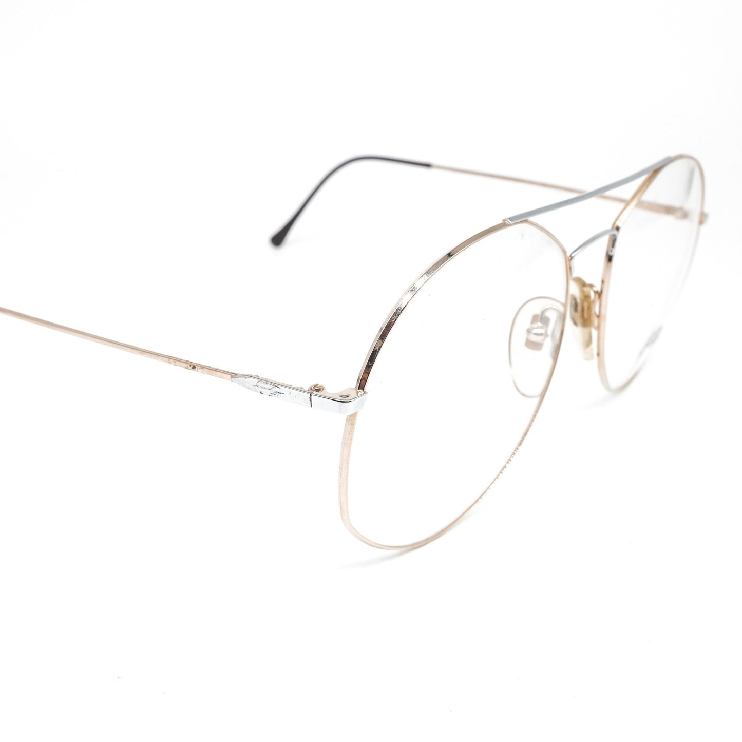 Flair gold-silver round aviator style eyeglasses  ultra-light titanium frame, 80s NOS