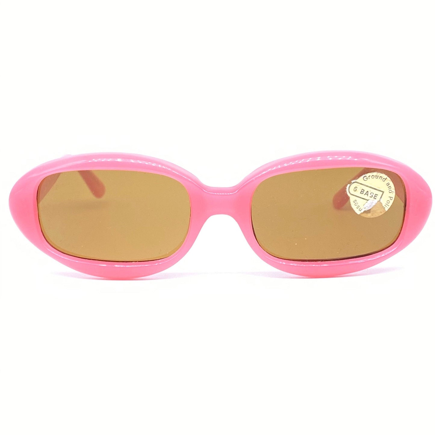 1960s NOS colorful Mod oval sunglasses with square lenses cut, coming in pink or yellow