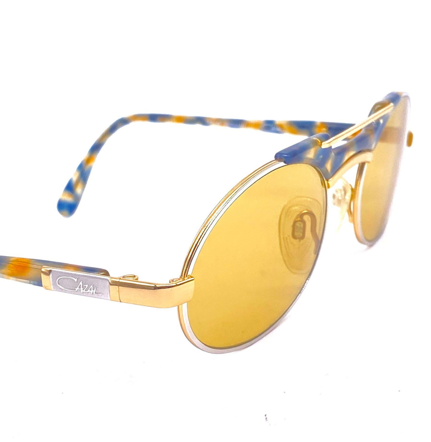 Cazal 749 oval hip silver/gold sunglasses with amber lenses, NoS 80s W Germany