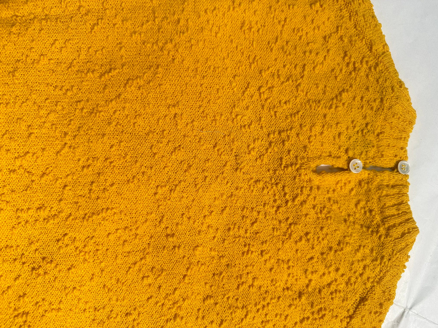 Finest Italian knitwear, yellow knitted cotton t-shirt / jumper w- 3-D striped-dotted pattern , 1970s BNWT