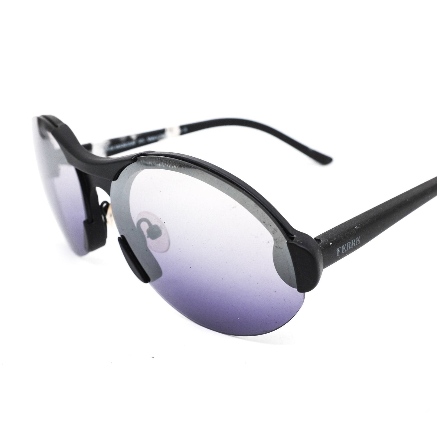 Gianfranco Ferre GF59608 classic black round sunglasses built in pure matt magnesium, 1980s NOS Italy